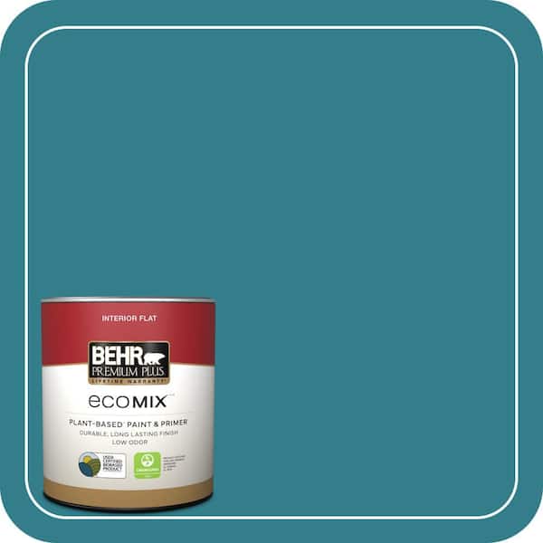 1 qt. Home Decorators #HDC-CL-27 Calypso Blue Flat EcoMix Plant-Based Interior Paint & Primer