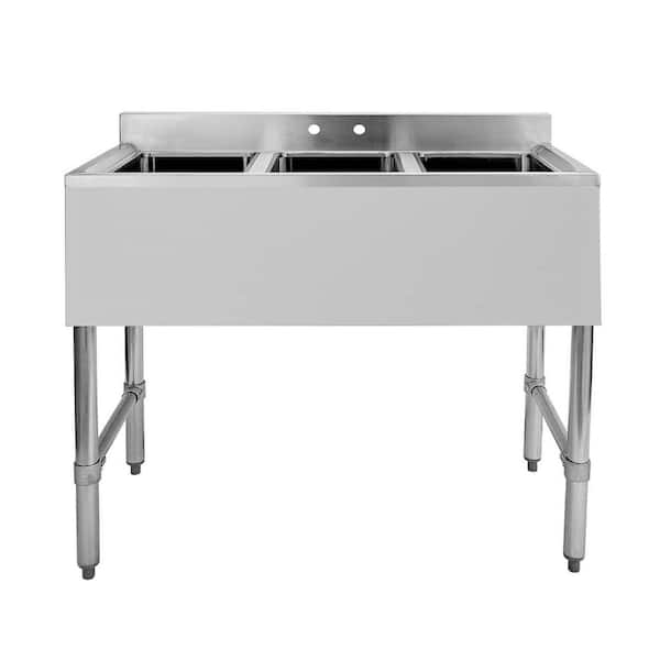 Freestanding 3 Compartment Sink of Stainless Steel, NSF Commercial Utility Basin for Bar, Restaurant, Kitchen, Hotel