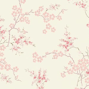 Oriental Blossom Blush Unpasted Removable Strippable Wallpaper