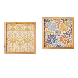 2 Piece Framed Mod Floral Wall Decor, 18 in. x 18 in .