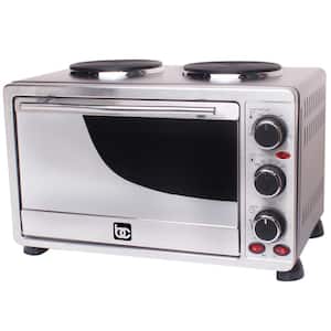1500 W 6-Slice Stainless Steel Toaster Oven with Double Burner Hot Plates