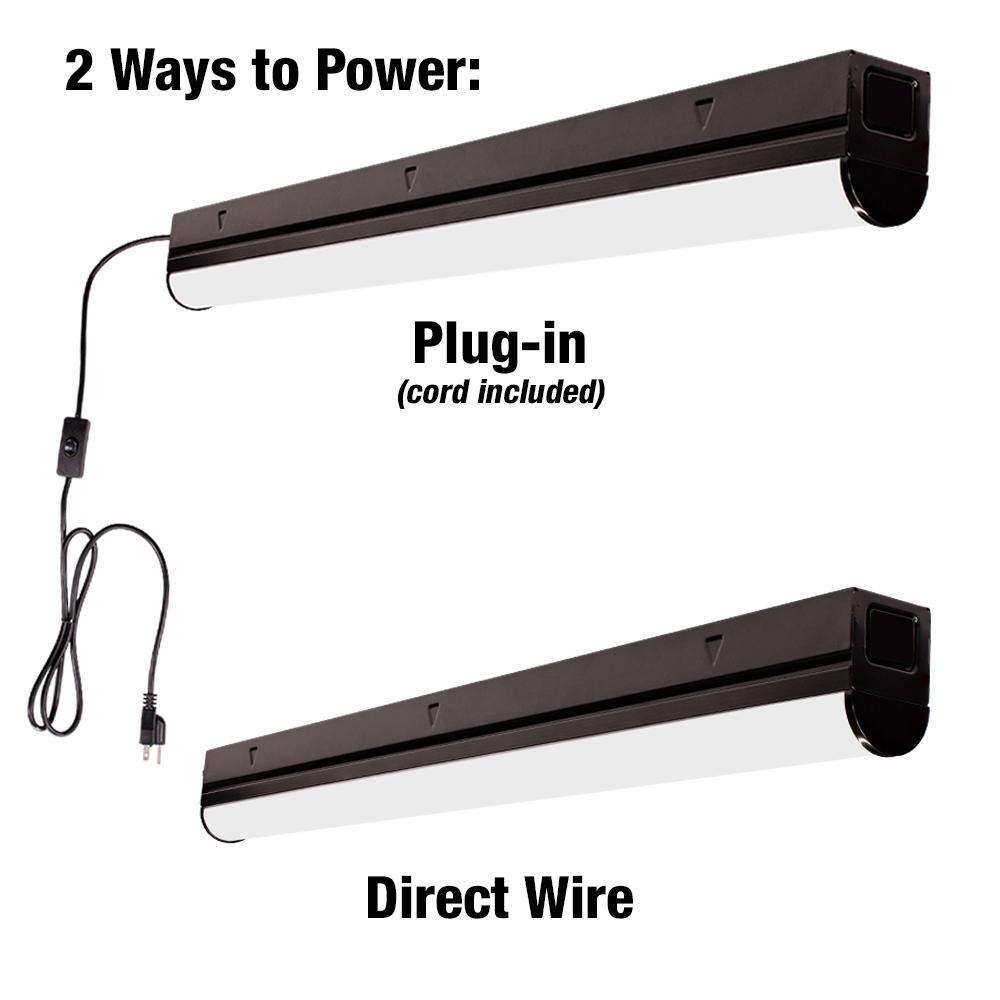 Commercial Electric 2 ft. 17-Watt Equivalent Plug-in Hardwire Integrated LED  Matte Black Linkable Strip Light Fixture 900 Lumens 4000K 556111410 - The  Home Depot