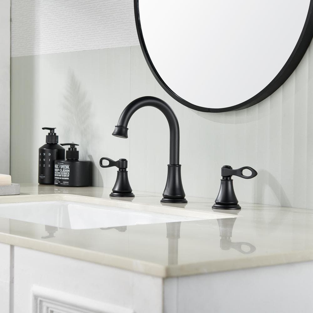 Boyel Living 8 in. Double Handle Bathroom Sink Faucet with Drain Kit in