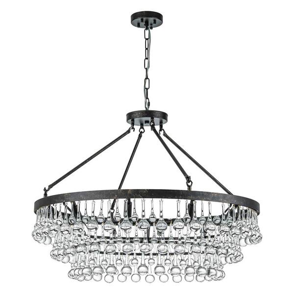 Rennnsan Alvin 10-Light Black Dimmable Tiered Teardrop