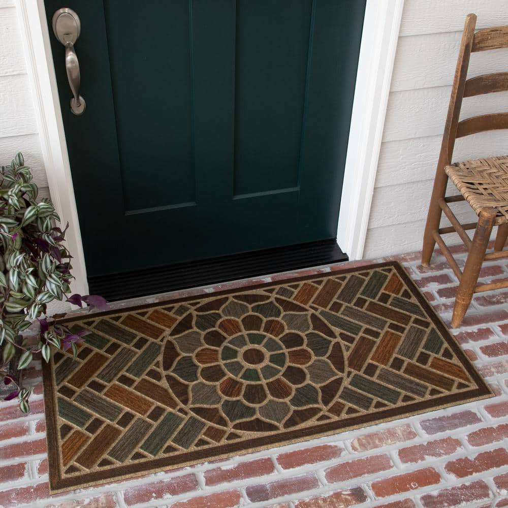 Ornamental Grain Multicolor Recycled Rubber Outdoor Doormat 25" x 49"