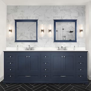 Dukes 60 in. W x 22 in. D Navy Blue Double Bath Vanity, White Quartz Top, Faucet Set, and 58 in. Mirror