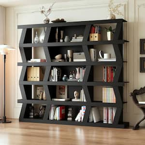 63.8 in. Tall Bookcase, Black Wood Material 5-Tier Bookcase, Freestanding Open Bookshelf, Storage Organizer Cabinet