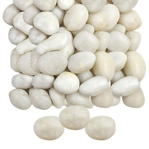 1 cu. ft. Decorative White Polished Pebbles Stones for Indoor Plants Planters Vase Aquarium Landscaping 40 lbs. Bag