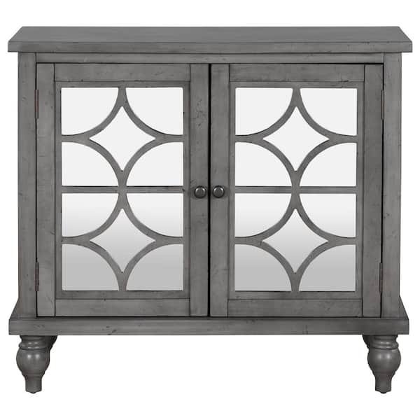 Tileon 35 in. W x 13.6 in. D x 31.7 in. H in Dark Gray MDF Ready to Assemble Kitchen Cabinet with Solid wood Frame and Legs