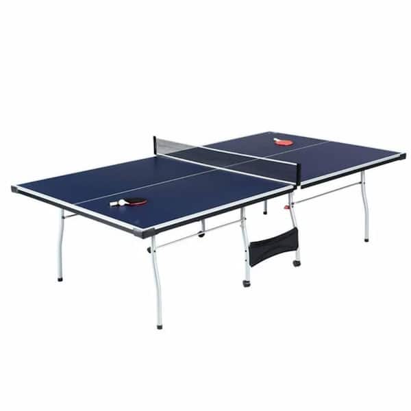 Afoxsos 9 ft. Indoor and Outdoor Official Size Table Tennis Table Ping Pong Table, Blue
