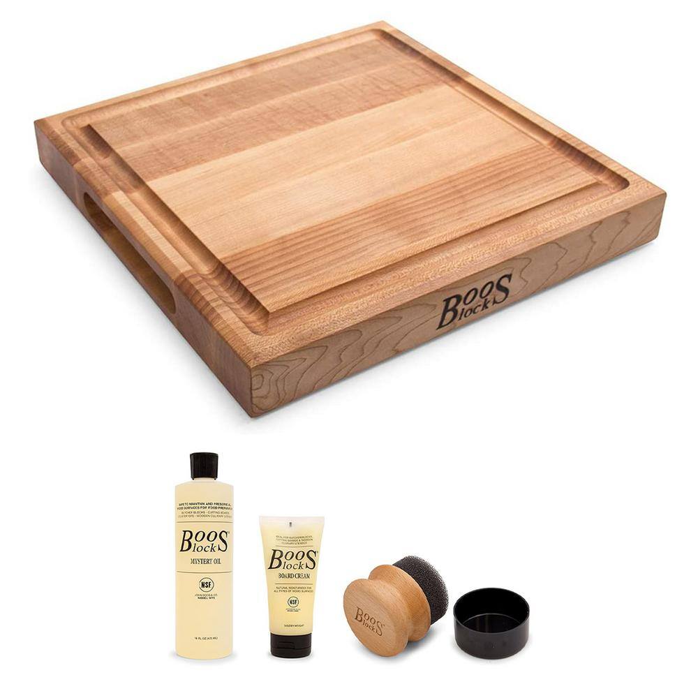 JOHN BOOS 12 in. x 12 in. Square Wood Cutting/Carving Board and Board