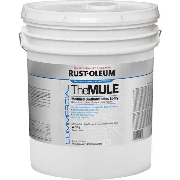 5 gal. the Mule Satin White Latex Epoxy Interior/Exterior Paint