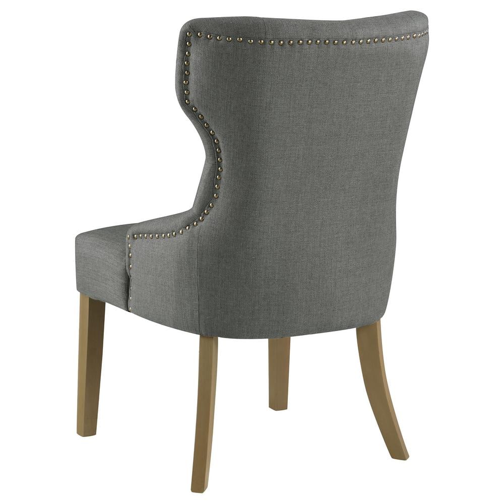 Elegant Dark Gray Tufted Side Chair with Wooden Legs
