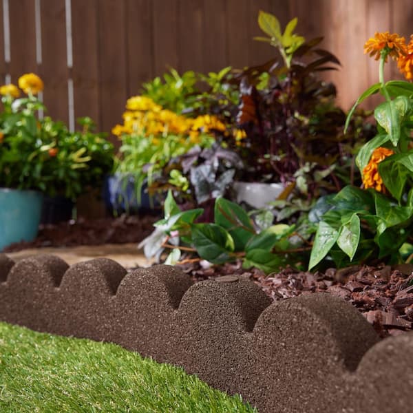 48 in. x 2 in. x 4 in. Brown SmartLoc Scallop Rubber Landscape Edging (36-Pack)