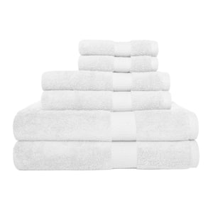 6-Piece White Chevron Patterned Deluxe Plush Cotton Bath Towel Set  875205SIA - The Home Depot