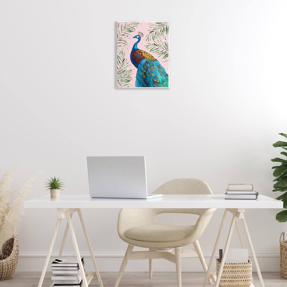 Elegant Peacock and Palm Sprigs by Nan Unframed Animal Graphic Art Print 14 in. x 11 in. price history on PriceWatchPro