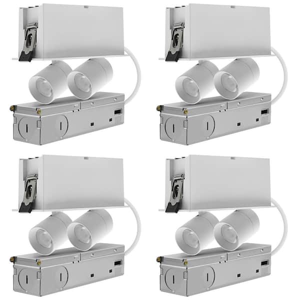 5 In. 2-Head Integrated LED Adjustable Recessed Light, 5CCT, CRI90, 6W, 400LM, 355° & 80° Tilt, Dimmable IC Rated 4 Pack