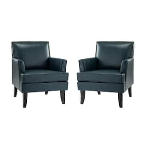 Maaf Turquoise Accent Armchair with Solid Wooden Legs and Nailhead Trim (Set of 2)