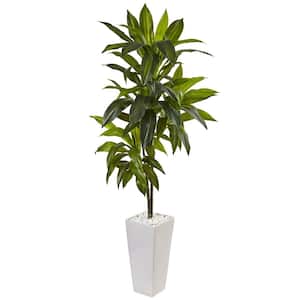 Indoor Dracaena Artificial Plant in White Tower Planter