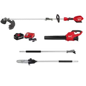 M18 FUEL 18V Lith-Ion Brushless Cordless Electric String Trimmer/Blower Combo Kit w/Pole, 3 ft. Extension (4-Tool)