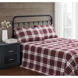 Holiday Plaid Queen Cotton Flannel Sheet Set