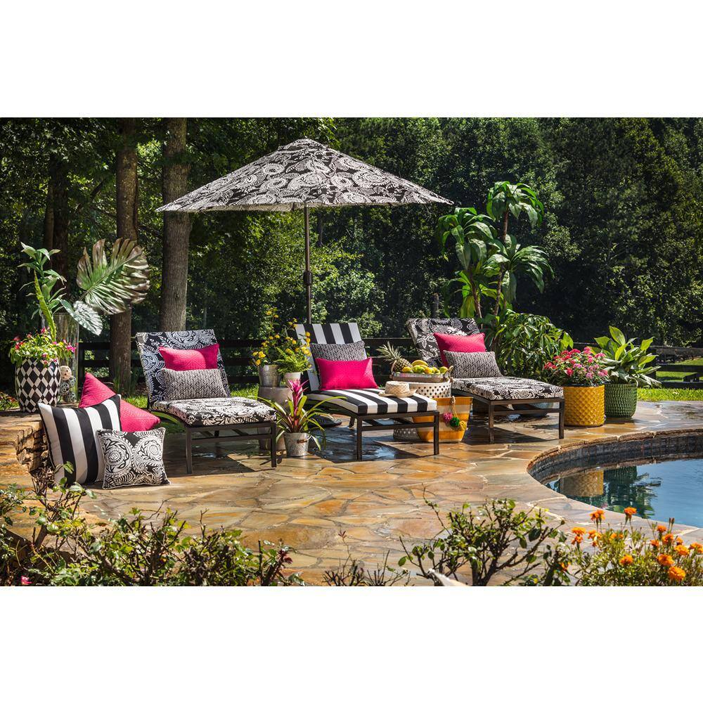 Black and Off-White Herringbone Outdoor/Indoor Square Throw Pillows Set
