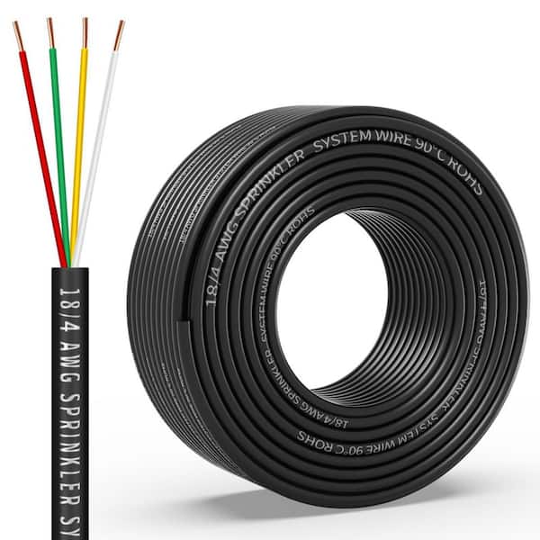 18/4 Solid Sprinkler Wire 50 ft. 18-Gauge 4 Conductor PVC Jacket Irrigation Cable for Underground Control System