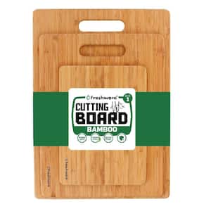 3-Piece Wooden Cutting Boards for Kitchen with Handle, Friendly Serving Tray, Brown