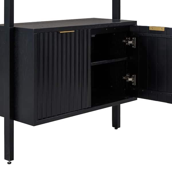 Nathan James Jasper 72 in. Tall Black Oak Solid Wood 3-Shelf