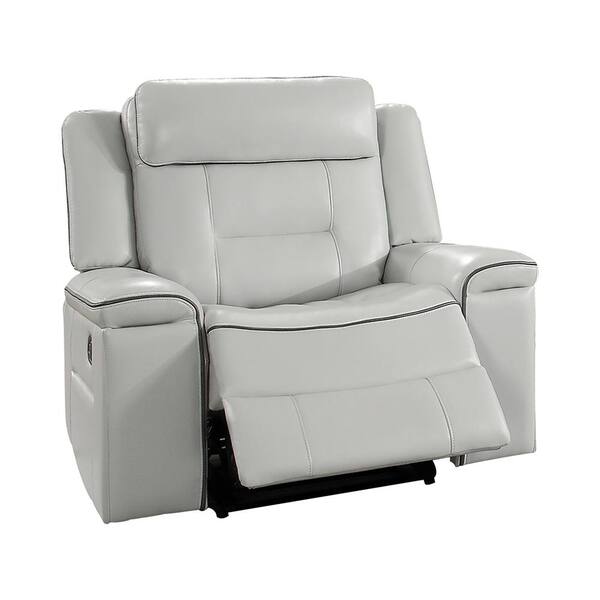 Lazzara Cairn Light Gray Faux Leather Lay Flat Manual Recliner