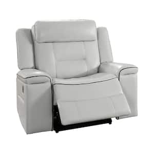 Cairn Light Gray Faux Leather Lay Flat Manual Recliner