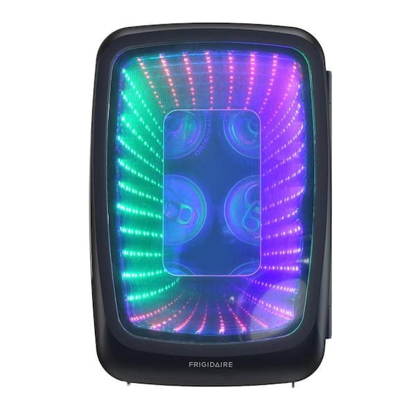 0.3 cu. ft. 6-Can Retro Mini Refrigerator in Black with Lights