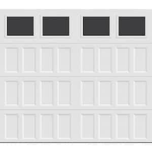 Bridgeport Steel Narrow Panel 8ft x 7ft Non-Insulated White Garage Door with plain windows