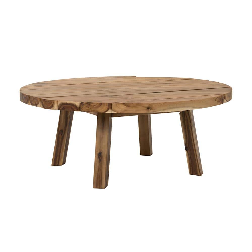 Seasonal Abode Inc Dutch 35.6 Brown 14.6 Circle Wood Coffee Table with 100%  Acacia SA80116-DS-AB - The Home Depot