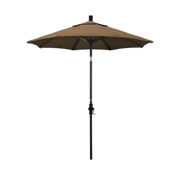 California Umbrella 7.5 ft. Bronze Aluminum Pole Fiberglass Ribs Market Collar Tilt Crank Lift Outdoor Patio Umbrella in Cocoa Sunbrella