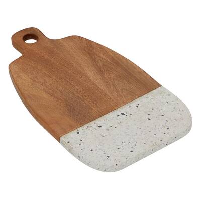 15.85 in. x 8.85 in. Rectangle Brown Mango Wood and Terrazzo Contemporary Cutting Board