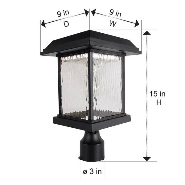 Aspen Outdoor Black Integrated LED Post Light with 3 in. Fitter and GS Solar LED Light Bulb