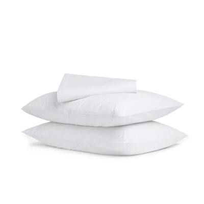 A1HC GOTS Certified Percale Weave Single Ply 2-Piece White 300TC Organic Cotton King Fitted Sheet Set