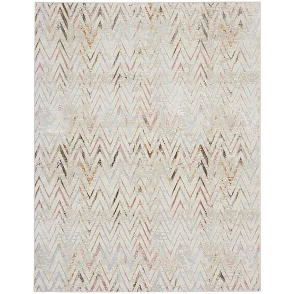 Glam Multicolor 7 ft. x 10 ft. Chevron Contemporary Area Rug