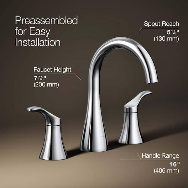 KOHLER Simplice 8 in. Widespread Double-Handle Bathroom Faucet in Polished Chrome