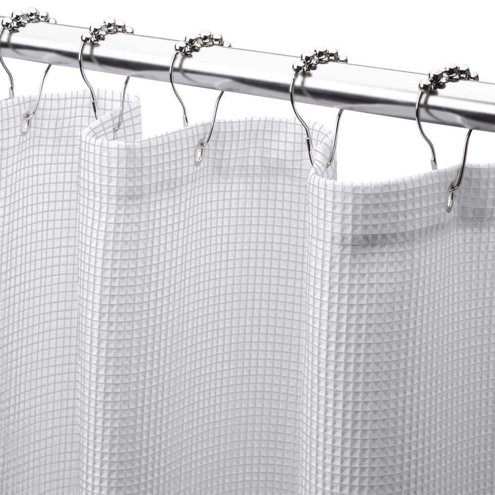 Dainty Home Piazza 72 in. W x 70 in. L Cotton Shower Curtain in Silver ...