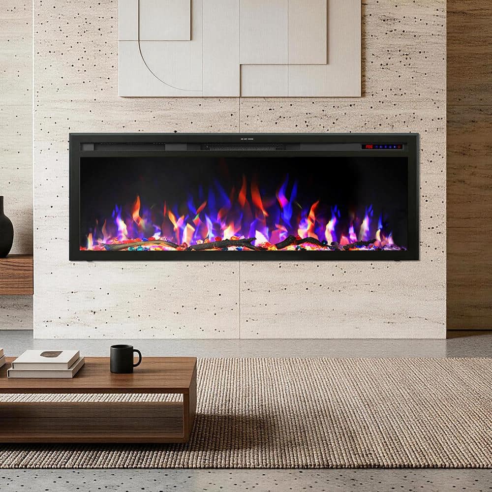 Delandgrand 74 in. Wifi Electric Fireplace Insert, Mixed Flame