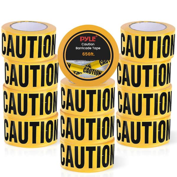 Pyle 12-Pieces 200 Meters Long Tape Roll Suitable for Wide Range of Applications Safety Caution Tape Set (Black and Yellow)