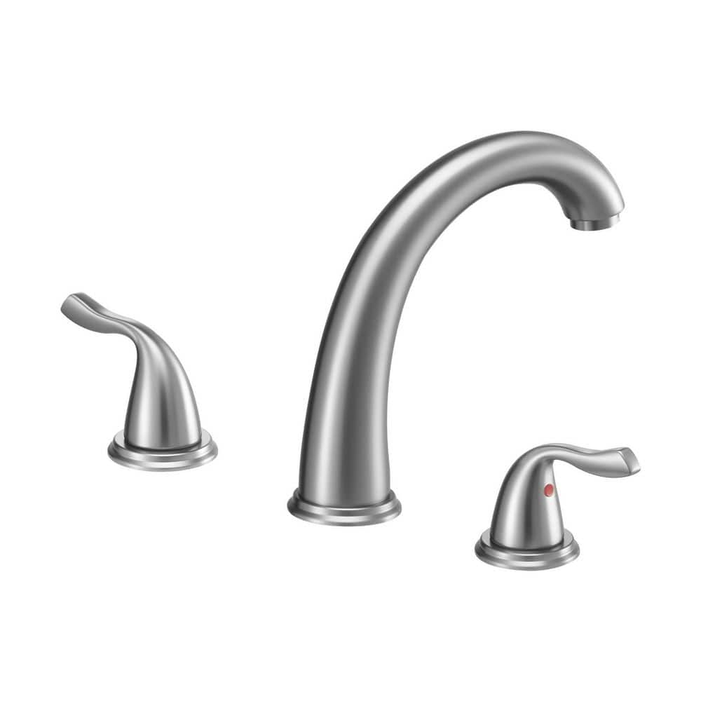 Roman Tub Faucet, 3-Hole Waterfall Bathtub Fixture, Dual Handles, Deck-Mounted, Gooseneck, Stainless Steel, High Arc price history on PriceWatchPro