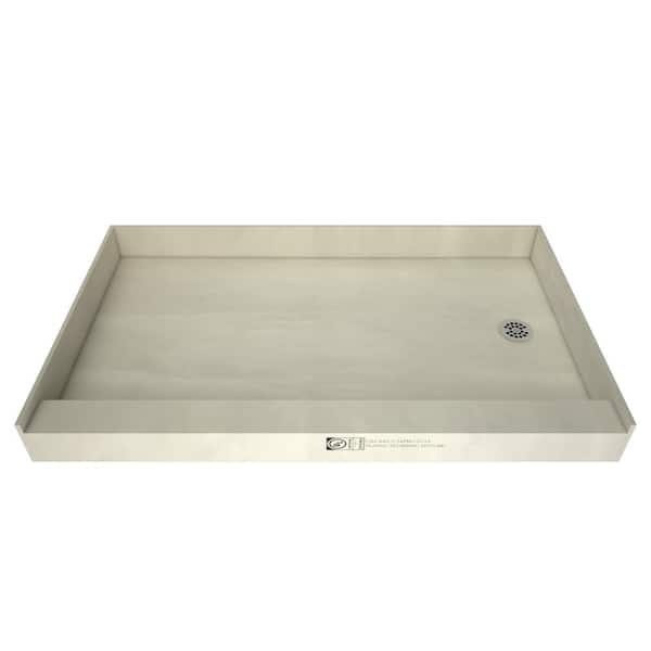 Tile Redi Redi Base 72 in. L x 42 in. W Single Threshold Alcove Shower Pan Base with Right Drain and Polished Chrome Drain Plate