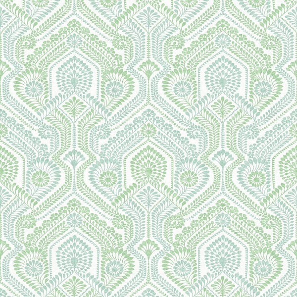 A-Street Prints Fernback Ornate Botanical Green Matte Paper Wallpaper Sample