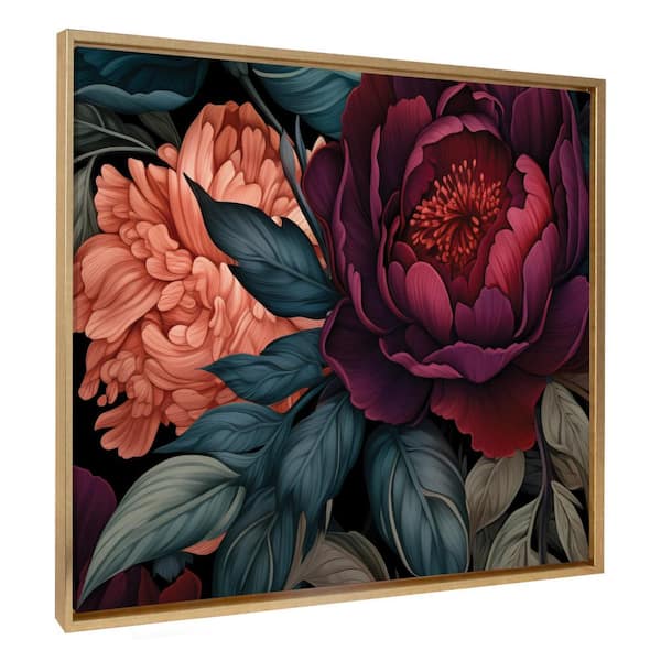 Kate and Laurel Sylvie Dark Academia Floral Framed Canvas by the Creative Bunch Studio (Set of 1) Nature Art Print 31.49 in. x 42.00 in.