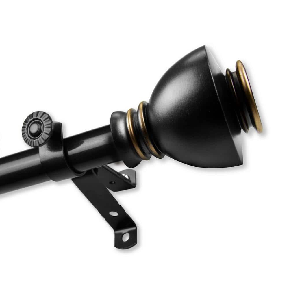 28 in. to 48 in. Adjustable 13/16 in. Friedman Single Curtain Rod in Black