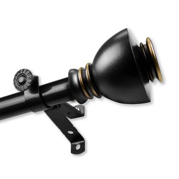 Unbranded 28 in. to 48 in. Adjustable 13/16 in. Friedman Single Curtain Rod in Black