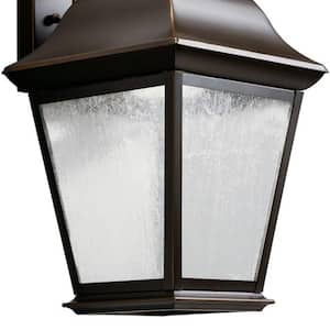 Mount Vernon 1-Light Olde Bronze Outdoor Hardwired Wall Lantern Sconce with Integrated LED (1-Pack)